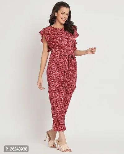 Stylish Maroon Crepe Printed Basic Jumpsuit For Women-thumb4