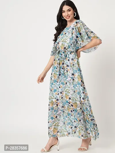 Stylish Multicoloured Georgette Printed  Dress For Women