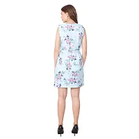 Stylish Blue Crepe Printed A-Line Dress For Women-thumb3