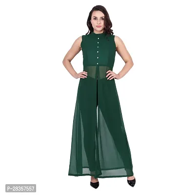 Stylish Green Georgette Solid  Dress For Women-thumb5