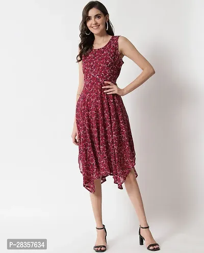 Stylish Maroon Georgette Printed  Dress For Women