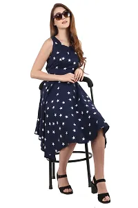 Stylish Blue crepe Polka Dot Print  Dress For Women-thumb4