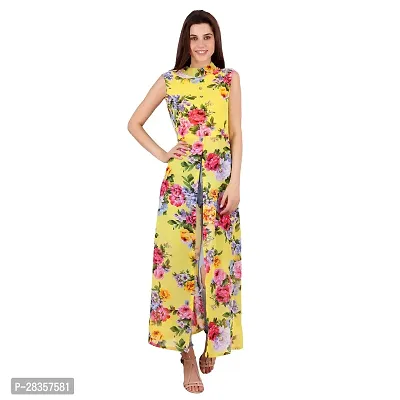 Stylish Yellow Georgette Printed  Dress For Women