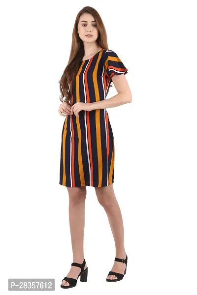 Stylish Multicoloured crepe Striped  Dress For Women-thumb3