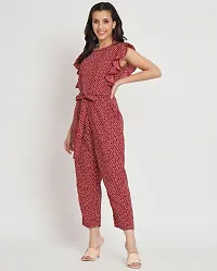 Stylish Maroon Crepe Printed Basic Jumpsuit For Women-thumb2