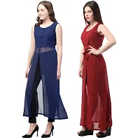 Stylish Multicoloured Georgette Dress For Women Pack Of 2-thumb2