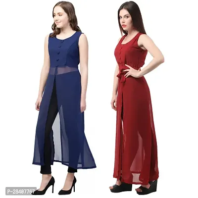 Stylish Multicoloured Georgette Dress For Women Pack Of 2-thumb3