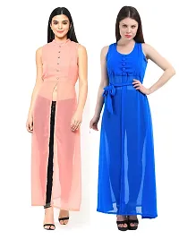 Stylish Multicoloured Georgette Dress For Women Pack Of 2-thumb3