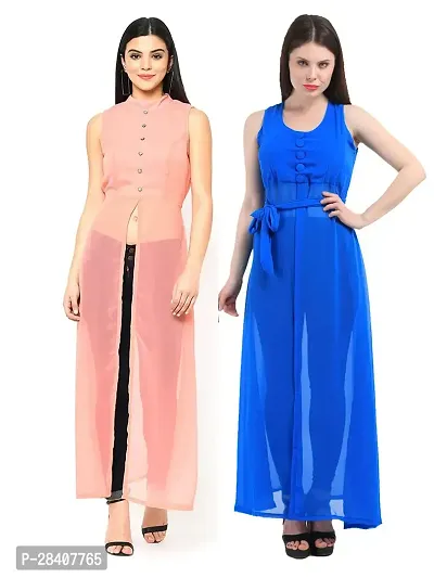 Stylish Multicoloured Georgette Dress For Women Pack Of 2-thumb4