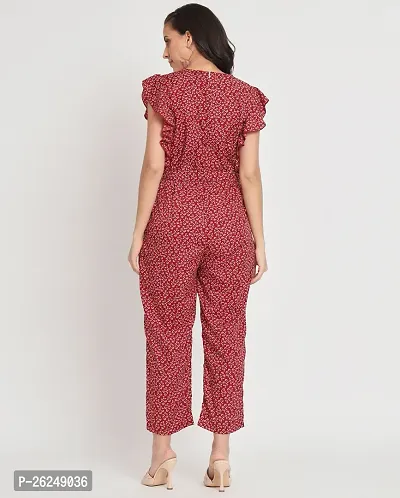 Stylish Maroon Crepe Printed Basic Jumpsuit For Women-thumb5