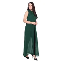 Stylish Green Georgette Solid  Dress For Women-thumb1