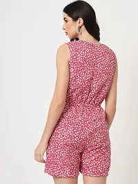Stylish Pink Crepe Printed Basic Jumpsuit For Women-thumb4