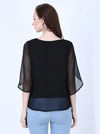 Stylish Black Georgette Solid Crop Top For Women-thumb3