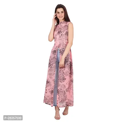 Stylish Pink Georgette Printed  Dress For Women