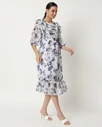 Stylish White Georgette Floral Printed Fit And Flare Dress For Women-thumb2