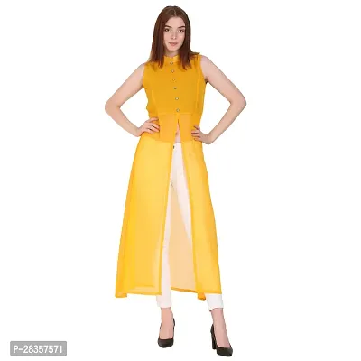 Stylish Yellow Georgette Solid  Dress For Women