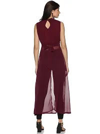 Stylish Maroon Georgette Solid  Dress For Women-thumb2
