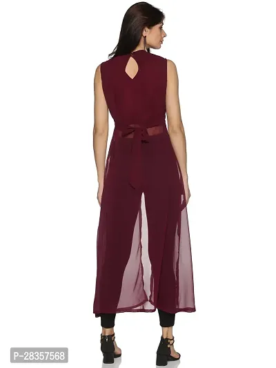 Stylish Maroon Georgette Solid  Dress For Women-thumb3