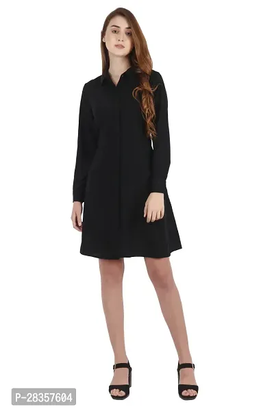 Stylish Black Viscose Solid  Dress For Women-thumb0