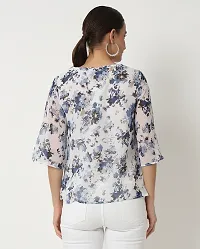 Elegant White Georgette Floral Print Regular Length Top For Women-thumb4