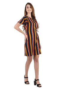 Stylish Multicoloured crepe Striped  Dress For Women-thumb1