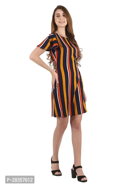 Stylish Multicoloured crepe Striped  Dress For Women-thumb2