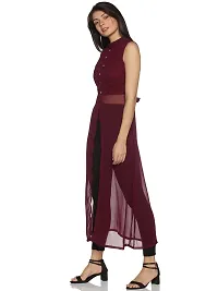Stylish Maroon Georgette Solid  Dress For Women-thumb1