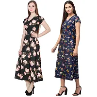 Stylish Multicoloured Crepe Dress For Women Pack Of 2-thumb1