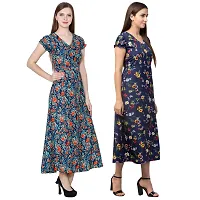 Stylish Multicoloured Crepe Dress For Women Pack Of 2-thumb2