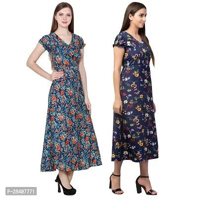 Stylish Multicoloured Crepe Dress For Women Pack Of 2-thumb3