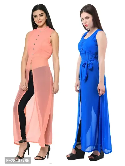 Stylish Multicoloured Georgette Dress For Women Pack Of 2-thumb0