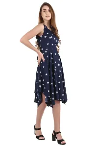 Stylish Blue crepe Polka Dot Print  Dress For Women-thumb1