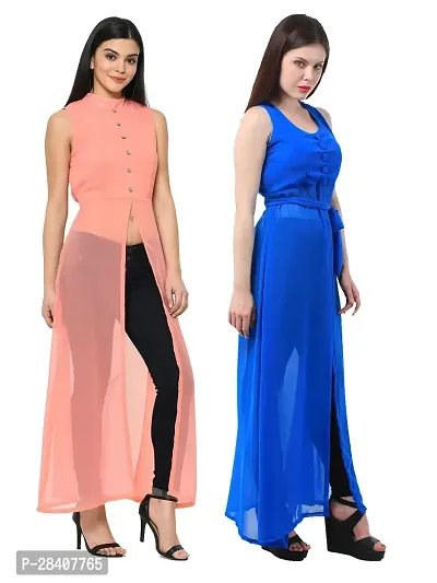 Stylish Multicoloured Georgette Dress For Women Pack Of 2-thumb2