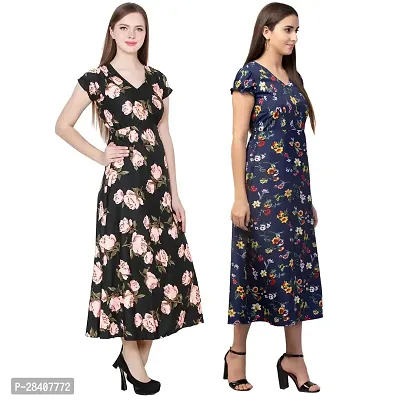 Stylish Multicoloured Crepe Dress For Women Pack Of 2-thumb3