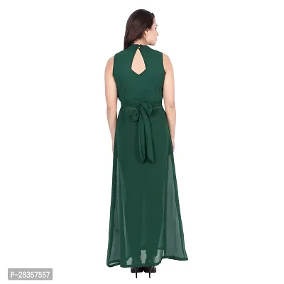 Stylish Green Georgette Solid  Dress For Women-thumb4