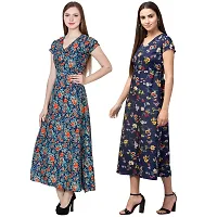 Stylish Multicoloured Crepe Dress For Women Pack Of 2-thumb1