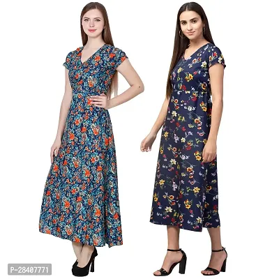 Stylish Multicoloured Crepe Dress For Women Pack Of 2-thumb2