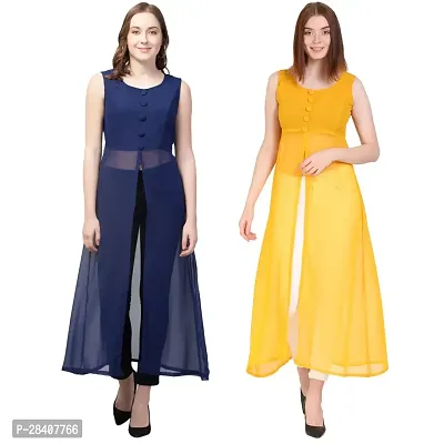 Stylish Multicoloured Georgette Dress For Women Pack Of 2