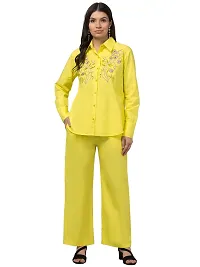 Stylish Yellow Cotton Embroidered Co-Ords Sets For Women-thumb2