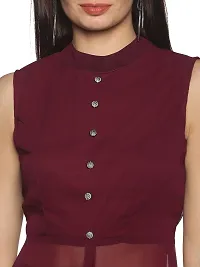 Stylish Maroon Georgette Solid  Dress For Women-thumb4