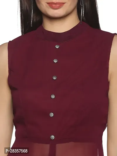 Stylish Maroon Georgette Solid  Dress For Women-thumb5