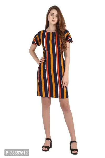 Stylish Multicoloured crepe Striped  Dress For Women-thumb0