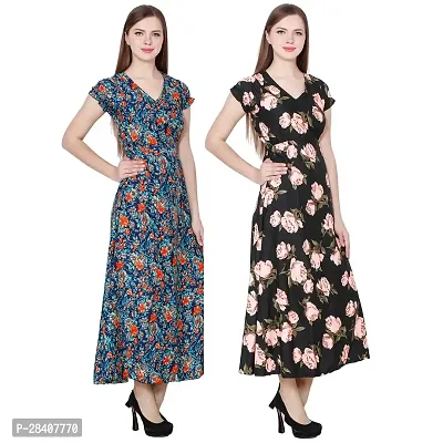 Stylish Multicoloured Crepe Dress For Women Pack Of 2-thumb3