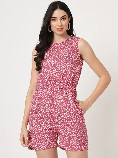 Womens Green Color Floral Print Sleeveless Summer Short Dress
