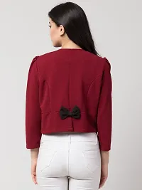 Stylish Cotton Blend Solid Maroon Jackets For Women-thumb1
