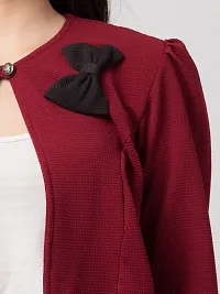 Stylish Cotton Blend Solid Maroon Jackets For Women-thumb3