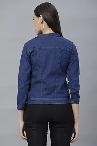 Stylish Denim Solid Blue Denim Jacket For Women-thumb1