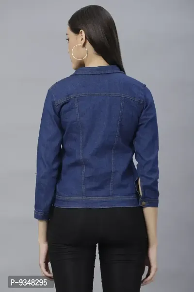 Stylish Denim Solid Blue Denim Jacket For Women-thumb2