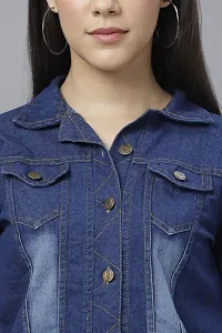 Stylish Denim Solid Blue Denim Jacket For Women-thumb2