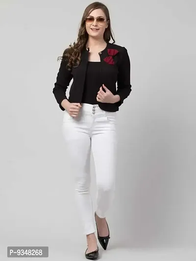 Stylish Cotton Blend Solid Black Jackets For Women-thumb5